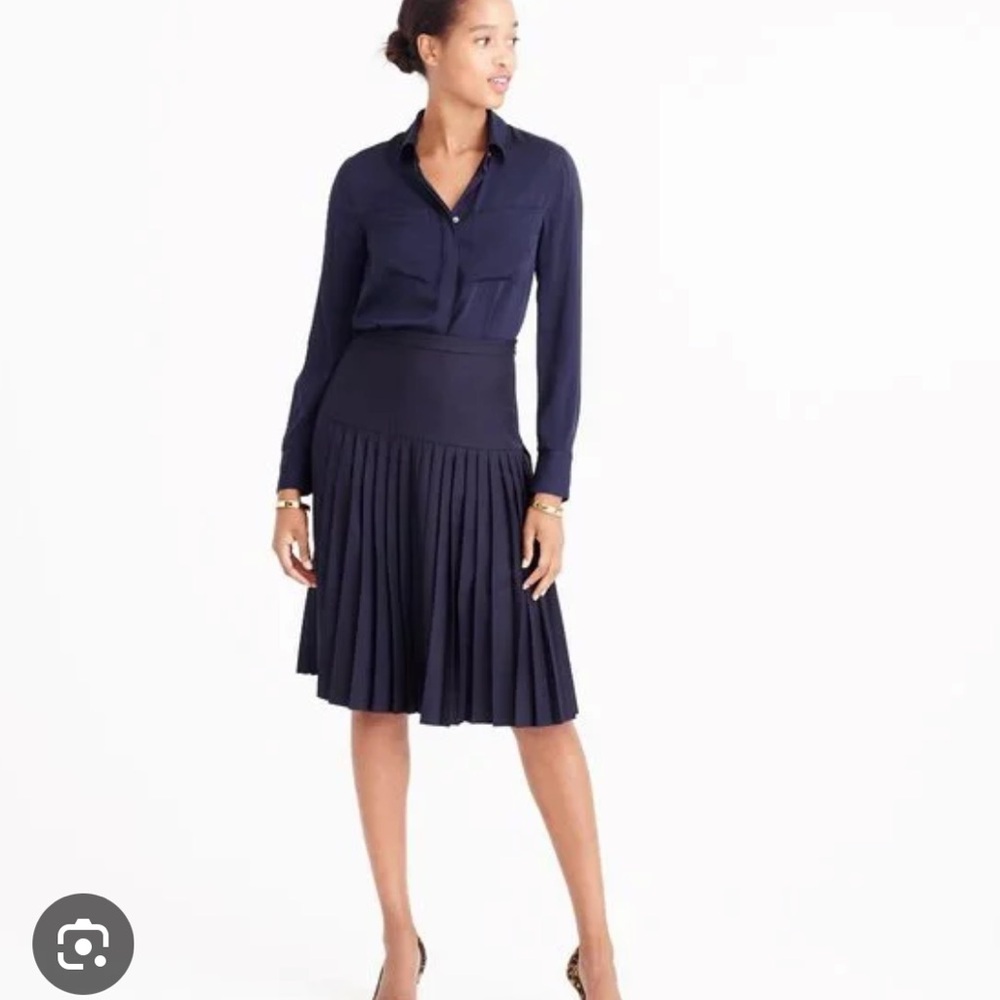 J. Crew Navy drop waist pleated Skirt /8 /